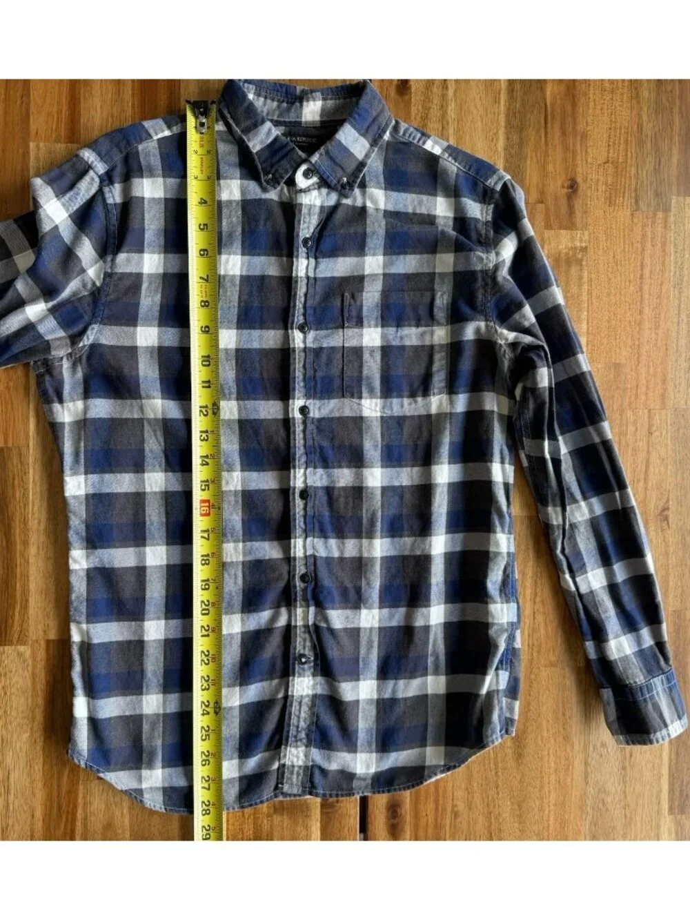 Banana Republic Luxe Flannel Slim-Fit‎ Men's Blue Plaid Shirt Sz M Preppy Casual